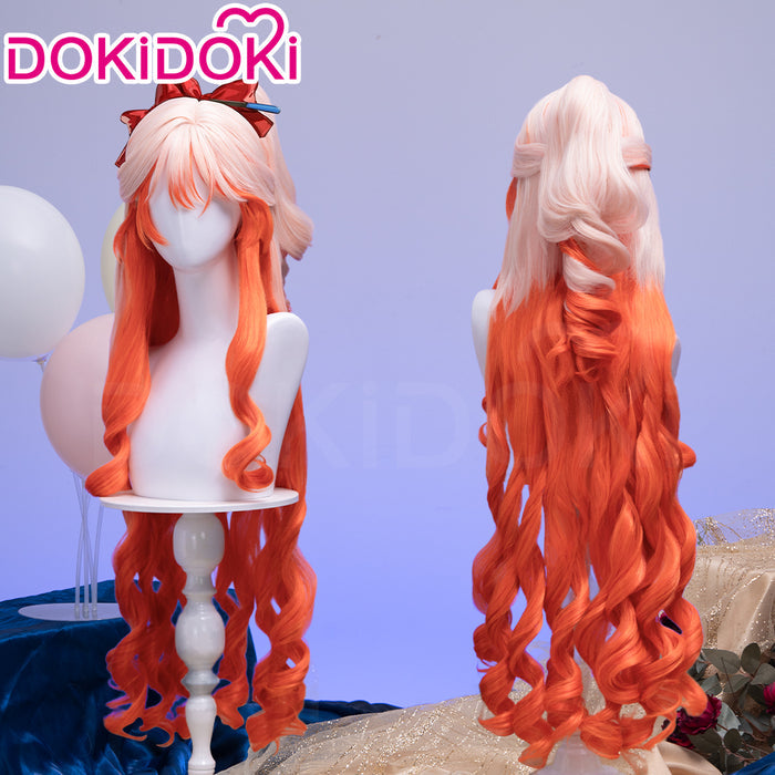 【Normal Ver Ready For Ship】DokiDoki Game Arknights Cosplay Haruka Wig Long Curly Light Pink Orange Gradient Hair