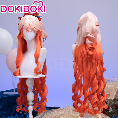 【Normal Ver Ready For Ship】DokiDoki Game Arknights Cosplay Haruka Wig Long Curly Light Pink Orange Gradient Hair