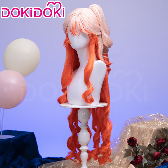 【Normal Ver Ready For Ship】DokiDoki Game Arknights Cosplay Haruka Wig Long Curly Light Pink Orange Gradient Hair