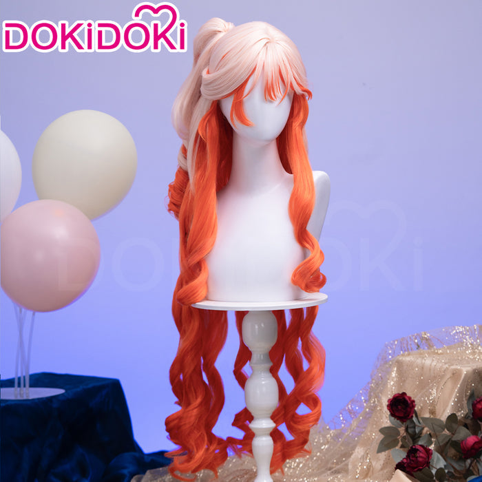 【Normal Ver Ready For Ship】DokiDoki Game Arknights Cosplay Haruka Wig Long Curly Light Pink Orange Gradient Hair