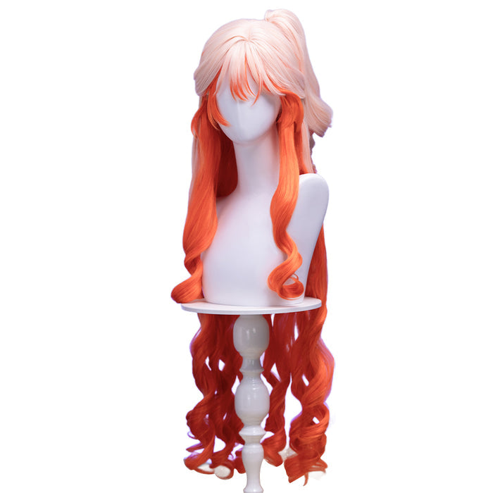 【Normal Ver Ready For Ship】DokiDoki Game Arknights Cosplay Haruka Wig Long Curly Light Pink Orange Gradient Hair