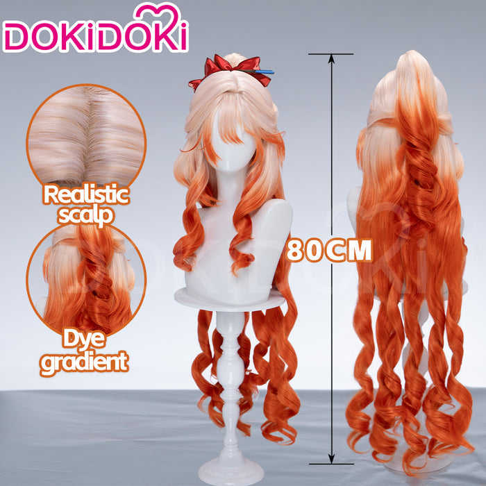 【Normal Ver Ready For Ship】DokiDoki Game Arknights Cosplay Haruka Wig Long Curly Light Pink Orange Gradient Hair