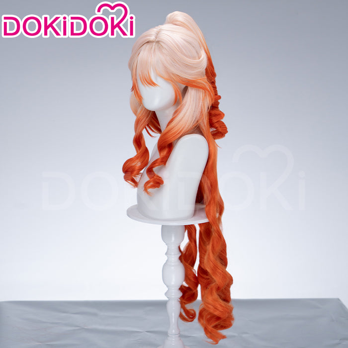 【Normal Ver Ready For Ship】DokiDoki Game Arknights Cosplay Haruka Wig Long Curly Light Pink Orange Gradient Hair