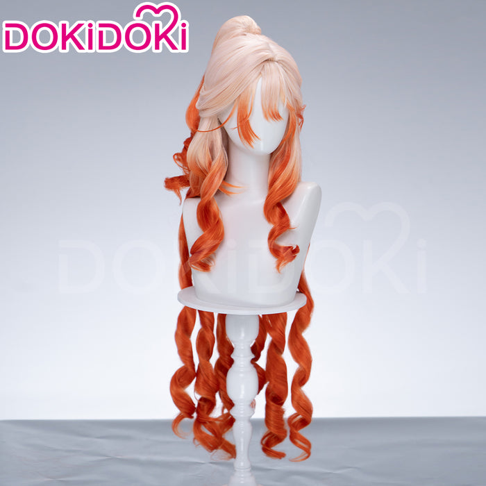 【Normal Ver Ready For Ship】DokiDoki Game Arknights Cosplay Haruka Wig Long Curly Light Pink Orange Gradient Hair