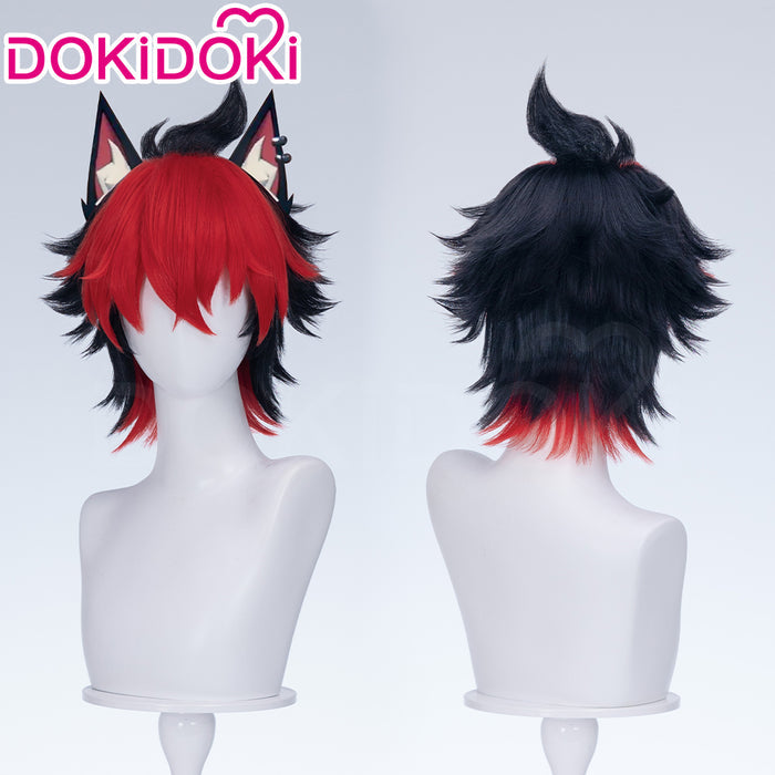 【Partial Ready For Ship】DokiDoki Game Zenless Zone Zero Cosplay Komano Manato Wig / Ears / Tail Short Curly Black Red Silver Hair ZZZ