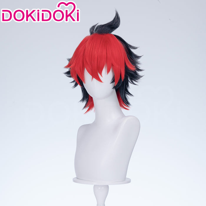 【Partial Ready For Ship】DokiDoki Game Zenless Zone Zero Cosplay Komano Manato Wig / Ears / Tail Short Curly Black Red Silver Hair ZZZ
