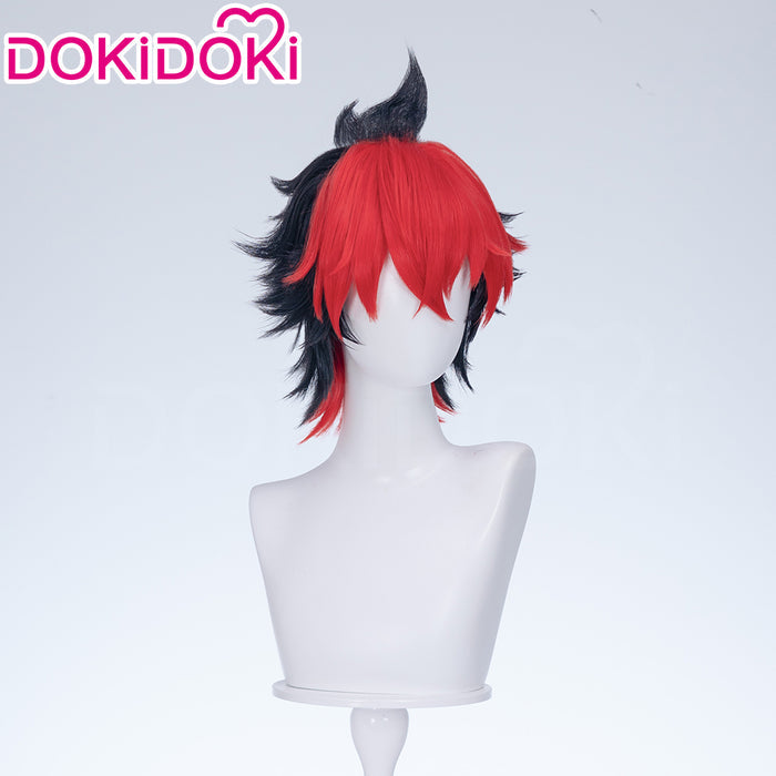 【Partial Ready For Ship】DokiDoki Game Zenless Zone Zero Cosplay Komano Manato Wig / Ears / Tail Short Curly Black Red Silver Hair ZZZ