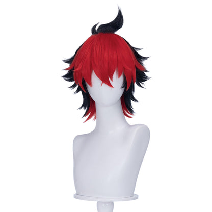 【Partial Ready For Ship】DokiDoki Game Zenless Zone Zero Cosplay Komano Manato Wig / Ears / Tail Short Curly Black Red Silver Hair ZZZ