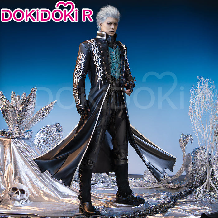 【Partial Ready For Ship】【Size M-4XL】DokiDoki-R Game Cosplay Long Black Coat Halloween
