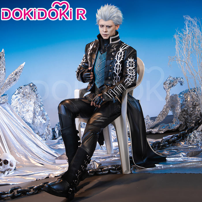 【Partial Ready For Ship】【Size M-4XL】DokiDoki-R Game Cosplay Long Black Coat Halloween