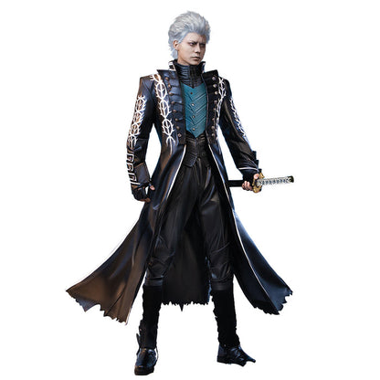【Partial Ready For Ship】【Size M-4XL】DokiDoki-R Game Cosplay Long Black Coat Halloween