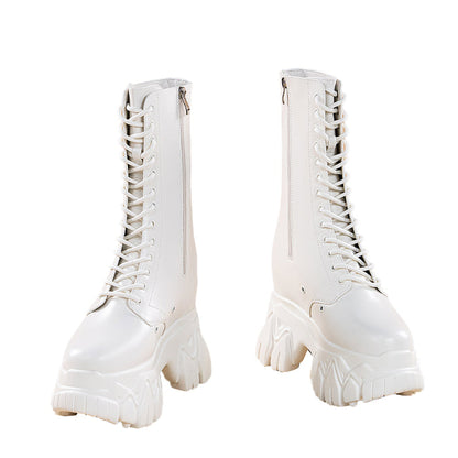 【Partially In Stock】【18 CM】DokiDoki Height Increasing Shoes / Elevator Shoes Martin Boots Black White Invisible Thick-Soled 18CM