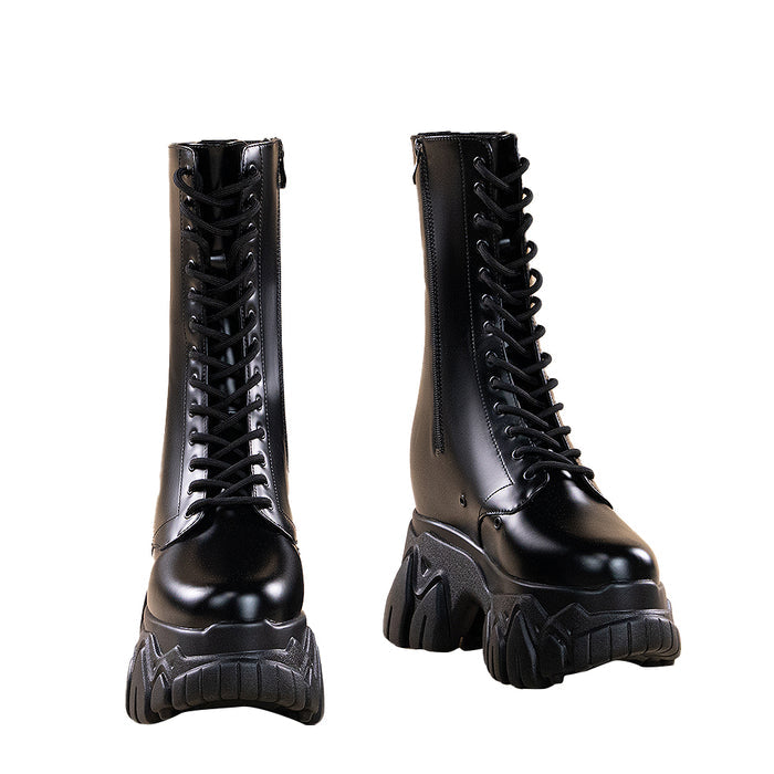 【Partially In Stock】【18 CM】DokiDoki Height Increasing Shoes / Elevator Shoes Martin Boots Black White Invisible Thick-Soled 18CM