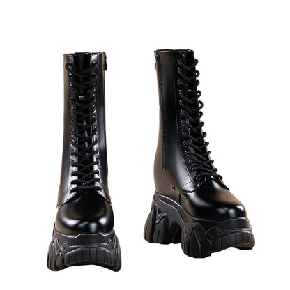 【Partially In Stock】【18 CM】DokiDoki Height Increasing Shoes / Elevator Shoes Martin Boots Black White Invisible Thick-Soled 18CM