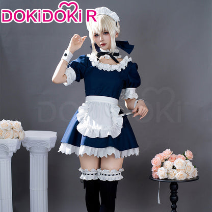 【Partially In Stock】DokiDoki-R Game Fate/stay night Cosplay Arturia Pendragon Alter Saber Maid Costume Black Blue FGO