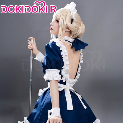 【Partially In Stock】DokiDoki-R Game Fate/stay night Cosplay Arturia Pendragon Alter Saber Maid Costume Black Blue FGO