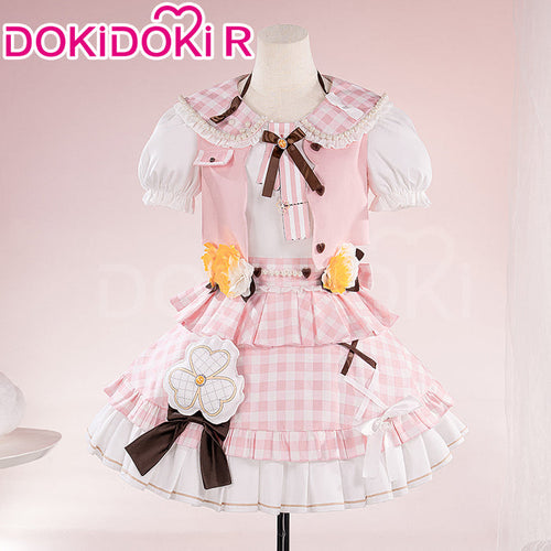 【Partially In Stock】【Size XS-XL】DokiDoki Game Cosplay Costume Pink Checkered Two-piece Suit