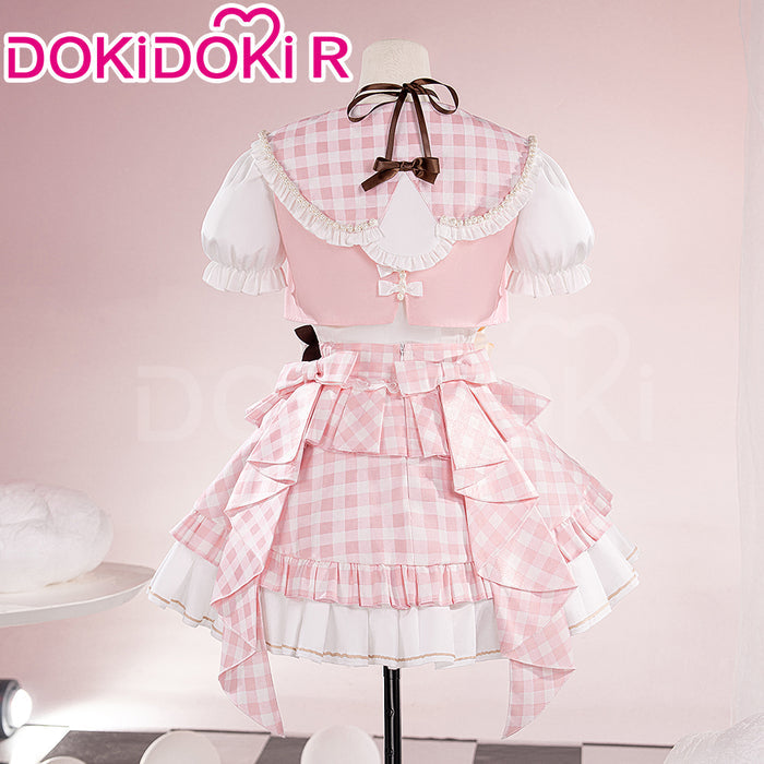 【Partially In Stock】【Size XS-XL】DokiDoki Game Cosplay Costume Pink Checkered Two-piece Suit
