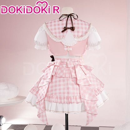 【Partially In Stock】【Size XS-XL】DokiDoki Game Cosplay Costume Pink Checkered Two-piece Suit