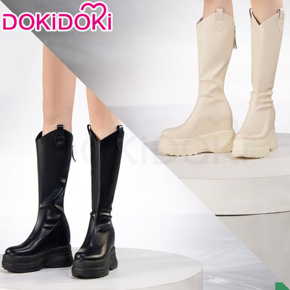 【Partially Ready For Ship】【11CM】DokiDoki Height Increasing Shoes / Elevator Shoes Leather Boots Black White 11 CM