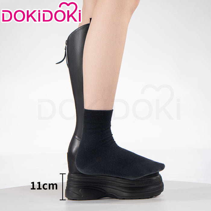 【Partially Ready For Ship】【11CM】DokiDoki Height Increasing Shoes / Elevator Shoes Leather Boots Black White 11 CM