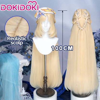 【Partially Ready For Ship】【Crimped Base】DokiDoki Game Genshin Impact Cosplay Nicole Reeyn Wig Long Blonde Hair " N " Song of the Welkin Moon