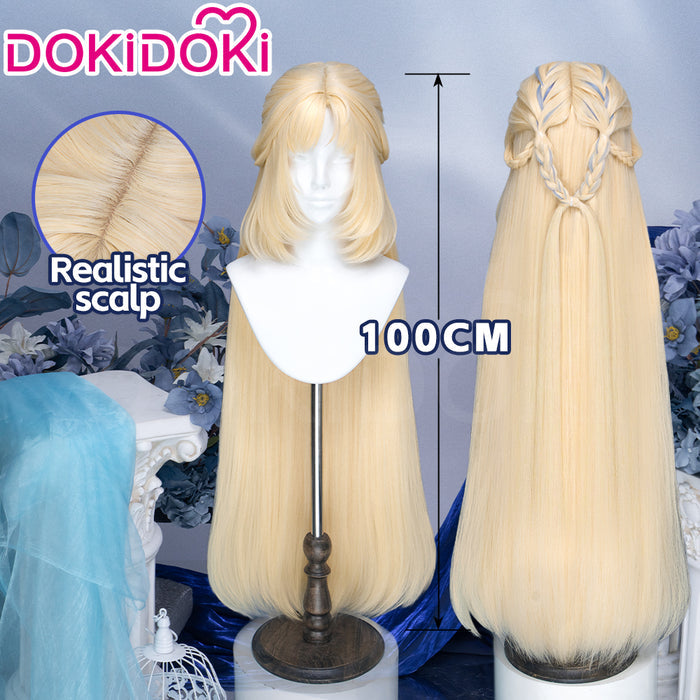 【Partially Ready For Ship】【Crimped Base】DokiDoki Game Genshin Impact Cosplay Nicole Reeyn Wig Long Blonde Hair " N " Song of the Welkin Moon