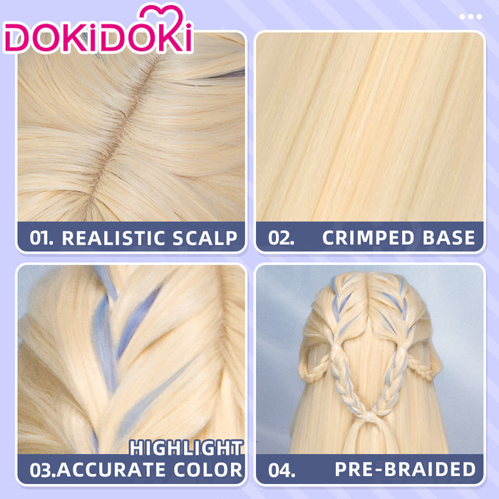 【Partially Ready For Ship】【Crimped Base】DokiDoki Game Genshin Impact Cosplay Nicole Reeyn Wig Long Blonde Hair " N " Song of the Welkin Moon