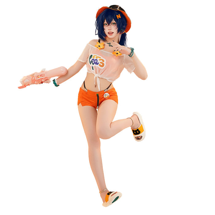 【Partially Ready For Ship】DokiDoki-R Game Zenless Zone Zero Cosplay Belle Costume / Wig Swim Suit Summer Skies ZZZ Swimsuit
