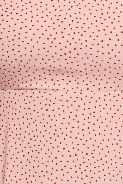 Ellody Maxi Dress - Peach Polka Dot