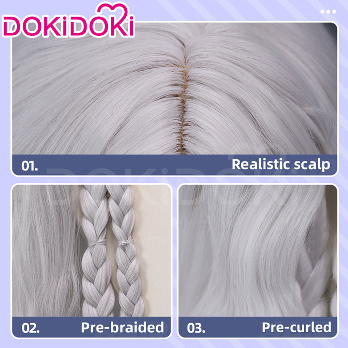 【Ready For Ship】【100 CM】DokiDoki Game Cosplay Wig Long Curly Silver Hair
