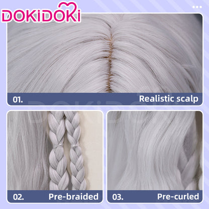 【Ready For Ship】【100 CM】DokiDoki Game Cosplay Wig Long Curly Silver Hair