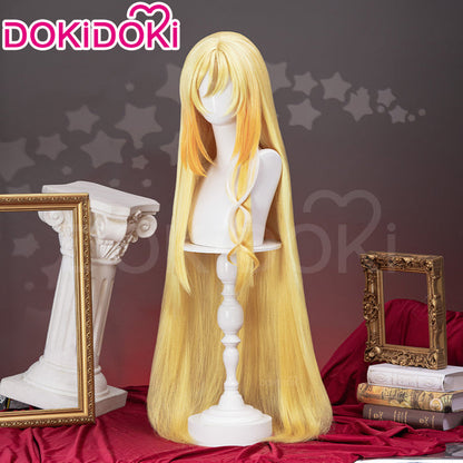【Ready For Ship】【120CM】DokiDoki Game Genshin Impact Cosplay Rhinedottir Wig Gold “ R ” Long Straight Blond Hair Song of the Welkin Moon