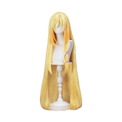 【Ready For Ship】【120CM】DokiDoki Game Genshin Impact Cosplay Rhinedottir Wig Gold “ R ” Long Straight Blond Hair Song of the Welkin Moon