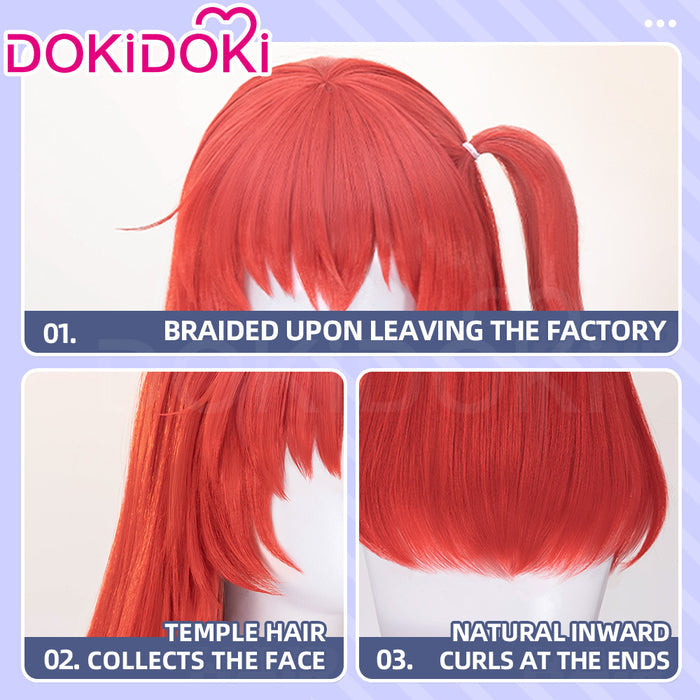【Ready For Ship】DokiDoki Anime Bocchi the Rock! Cosplay Kita Ikuyo Wig Long Straight Red Hair Braids Kessoku Band