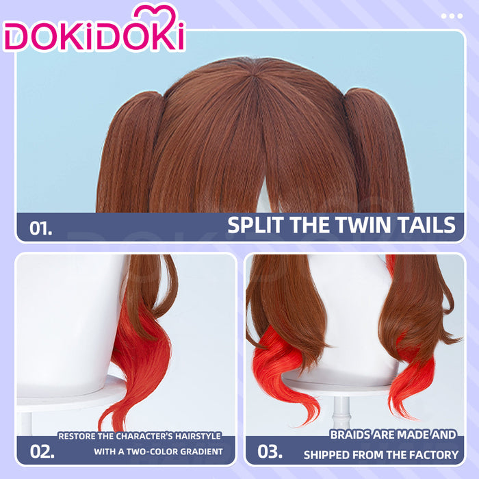 【Ready For Ship】DokiDoki Anime Bocchi the Rock! Cosplay Otsuki Yoyoko Wig Long Curly Brown Red Highlight Hair SIDEROS