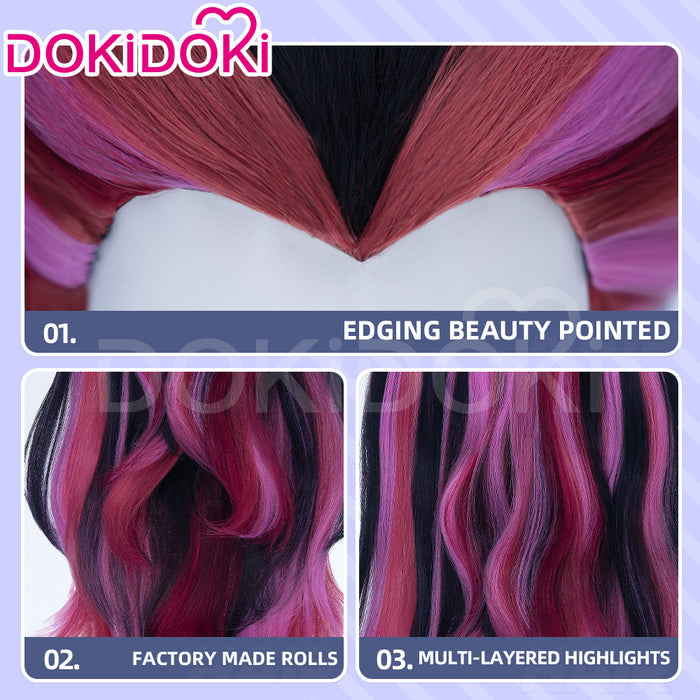 【Ready For Ship】DokiDoki Anime Cosplay Women Wig Long Curly Purple Pink Red Black Hair