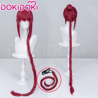 【Ready For Ship】DokiDoki Anime Manga Cosplay Wig Short Red Burgundy Hair Long braid
