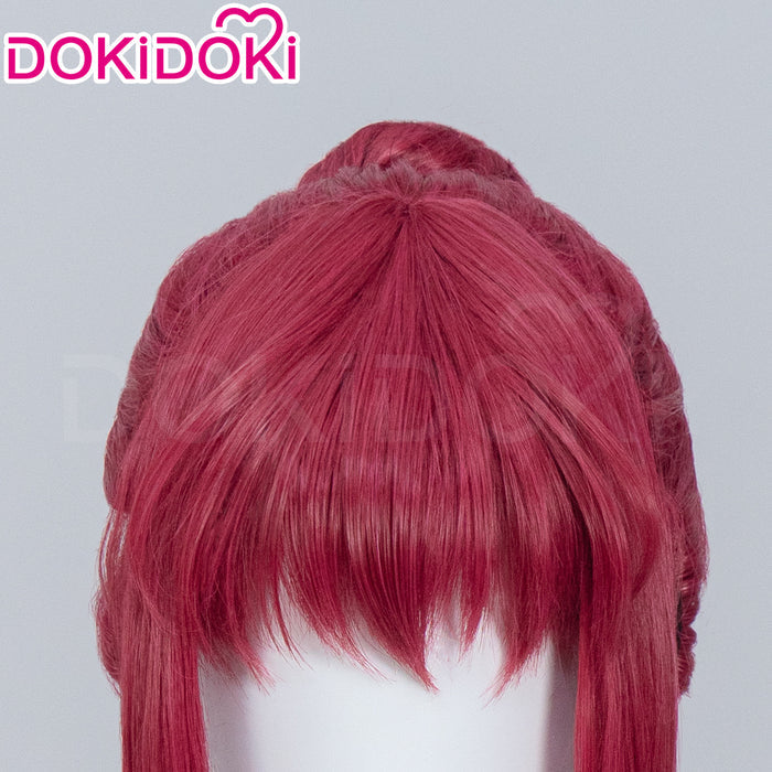【Ready For Ship】DokiDoki Anime Manga Cosplay Wig Short Red Burgundy Hair Long braid