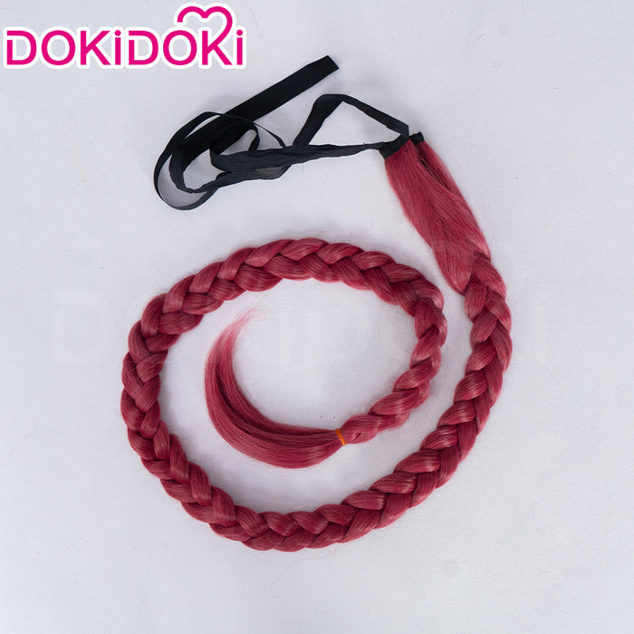 【Ready For Ship】DokiDoki Anime Manga Cosplay Wig Short Red Burgundy Hair Long braid