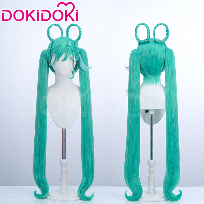 【Ready For Ship】DokiDoki Cosplay Women 2025 Version Wig Long Curly Green Hair Twin Ponytails