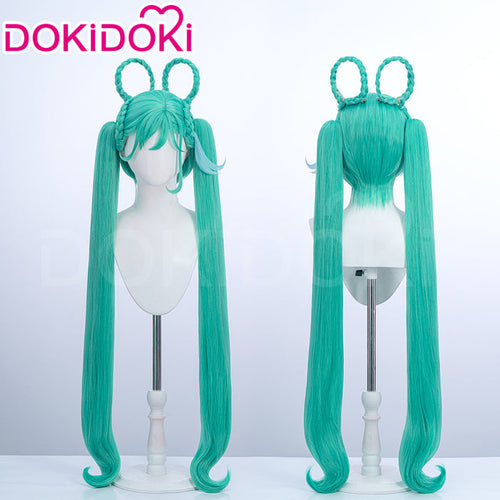 【Ready For Ship】DokiDoki Cosplay Women 2025 Version Wig Long Curly Green Hair Twin Ponytails