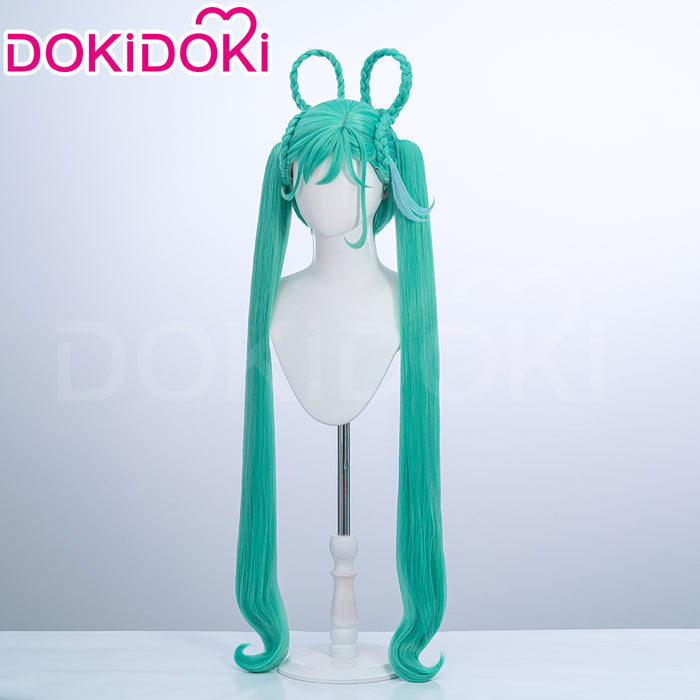 【Ready For Ship】DokiDoki Cosplay Women 2025 Version Wig Long Curly Green Hair Twin Ponytails