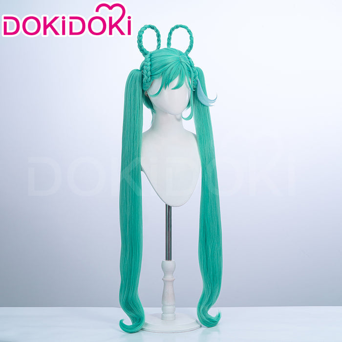 【Ready For Ship】DokiDoki Cosplay Women 2025 Version Wig Long Curly Green Hair Twin Ponytails