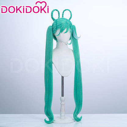 【Ready For Ship】DokiDoki Cosplay Women 2025 Version Wig Long Curly Green Hair Twin Ponytails