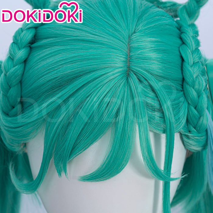 【Ready For Ship】DokiDoki Cosplay Women 2025 Version Wig Long Curly Green Hair Twin Ponytails