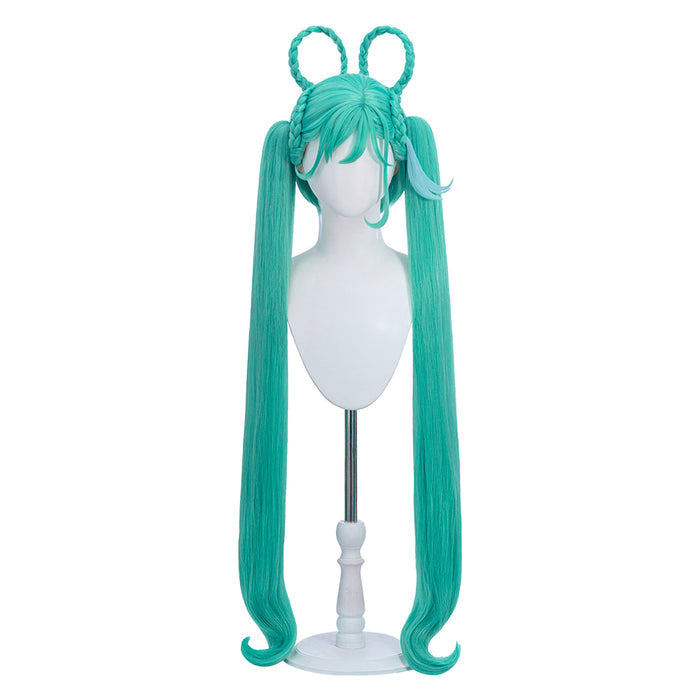 【Ready For Ship】DokiDoki Cosplay Women 2025 Version Wig Long Curly Green Hair Twin Ponytails