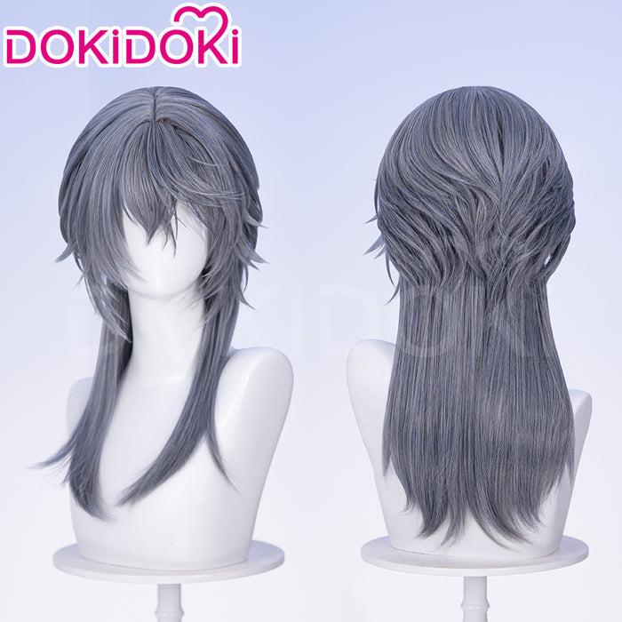 【Ready For Ship】DokiDoki Game Arknights Cosplay Logos Wig Long Straight Blue Grey Hair