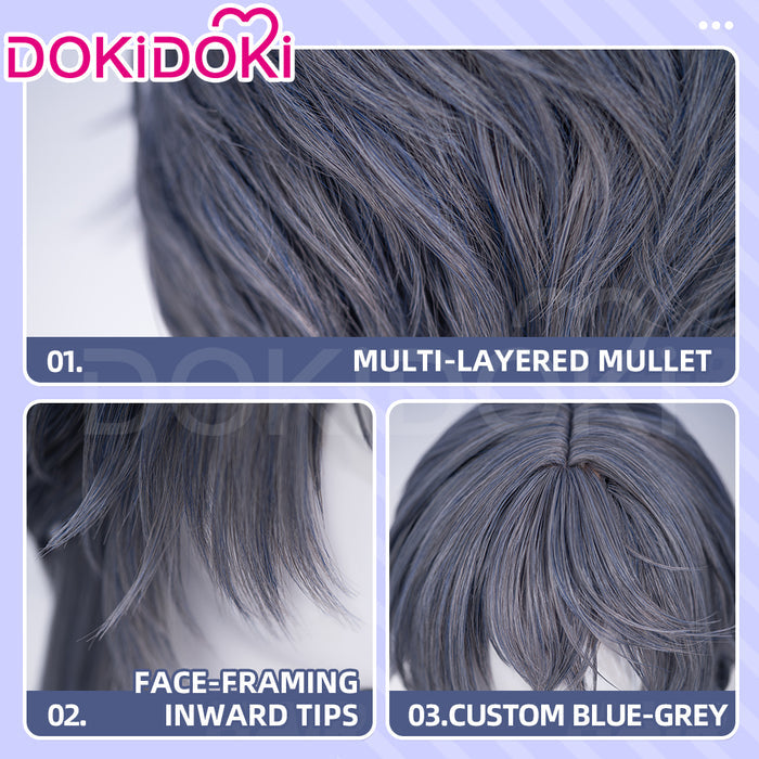 【Ready For Ship】DokiDoki Game Arknights Cosplay Logos Wig Long Straight Blue Grey Hair