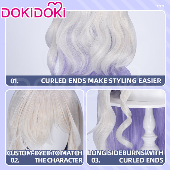 【Ready For Ship】DokiDoki Game Arknights Cosplay Necrass Wig Long Curly Silver Purple Hair